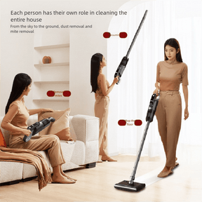 White Wireless Stick Vacuum Cleaner with 14000Pa Suction, HEPA Filter & 350ml Water Tank for Wet Dry Cleaning, Ideal for Home Use - SportZone.co.nz