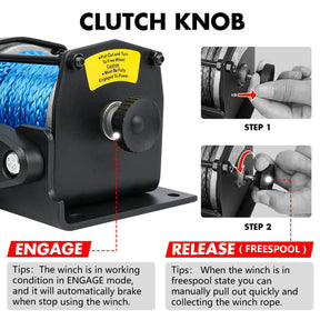 X - BULL 12V Electric Winch 3000LB ATV Winch Boat Trailer Winch Synthetic Rope - SportZone.co.nz