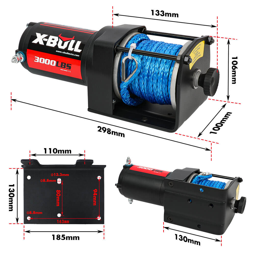 X - BULL 12V Electric Winch 3000LB ATV Winch Boat Trailer Winch Synthetic Rope - SportZone.co.nz