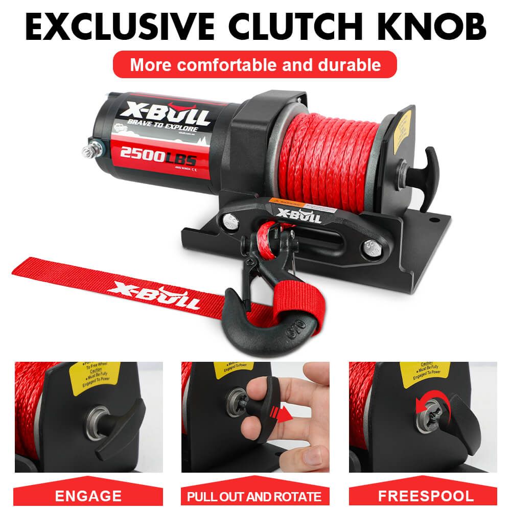 X - BULL 2500LBS Electric Winch 12V Winch Synthetic Rope 15.2M ATV Winch Kit Boat Winch Trailer - SportZone.co.nz