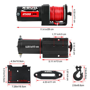 X - BULL 2500LBS Electric Winch 12V Winch Synthetic Rope 15.2M ATV Winch Kit Boat Winch Trailer - SportZone.co.nz
