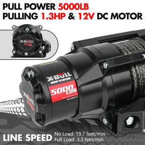 X - BULL 5000LBS Electric Winch 12V Synthetic Rope ATV UTV Boat Upgraded version - SportZone.co.nz