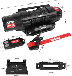 X - BULL 6000lbs Electric Winch 12V Synthetic Rope Towing Trailer ATV UTV BOAT Upgraded version - SportZone.co.nz