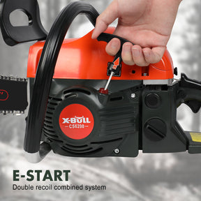 X-BULL Chainsaw Petrol Commercial 62cc 20" Bar E-Start Tree Pruning Top Handle - SportZone.co.nz