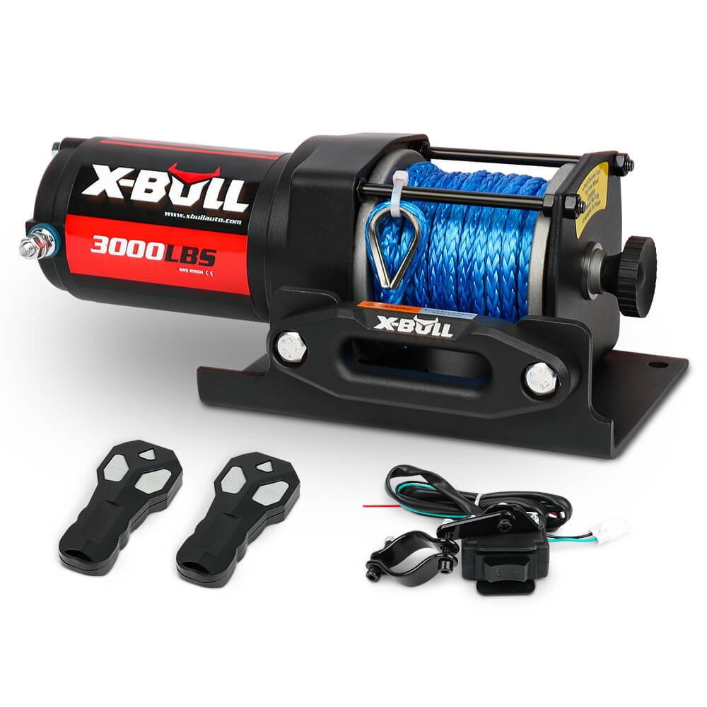 X - BULL Electric Winch 12V 3000lbs/1360kg Synthetic Rope 2 Wireless remotes BOAT ATV UTV 4WD - SportZone.co.nz