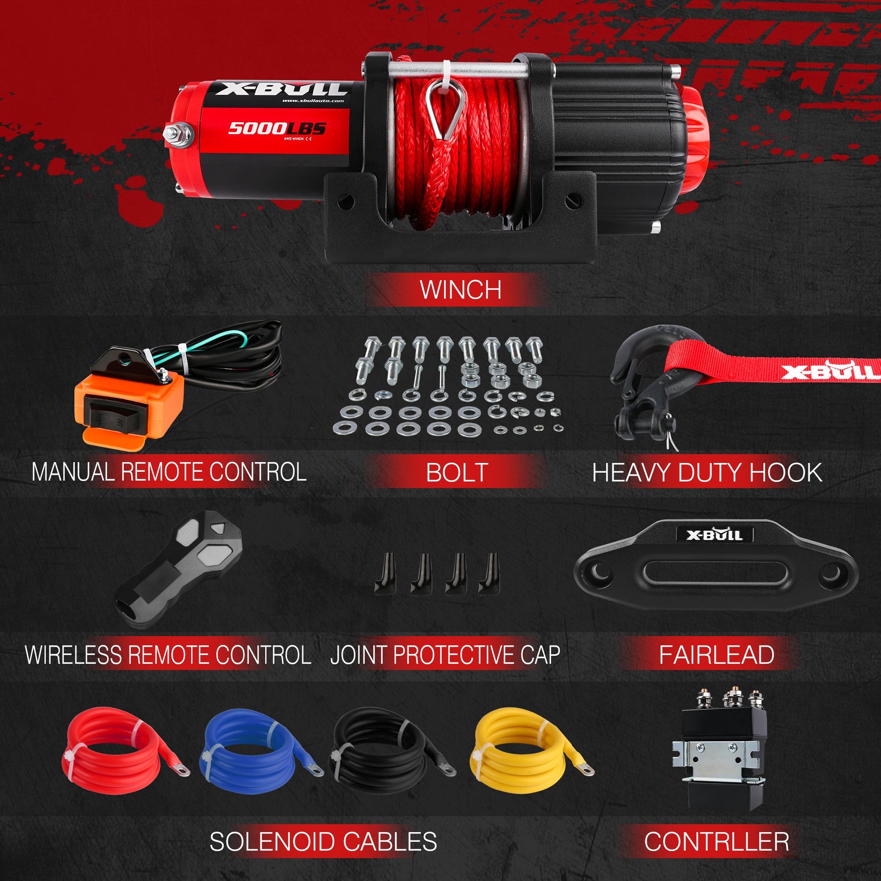 X - BULL Electric Winch 12V 5000LBS Synthetic Rope Wireless remote ATV UTV Boat Trailer - SportZone.co.nz
