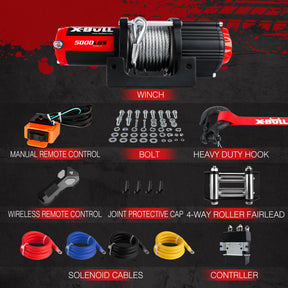 X-BULL Electric Winch 12V 5000LBS Wireless 15.2M Steel Cable ATV UTV 4WD Boat - SportZone.co.nz