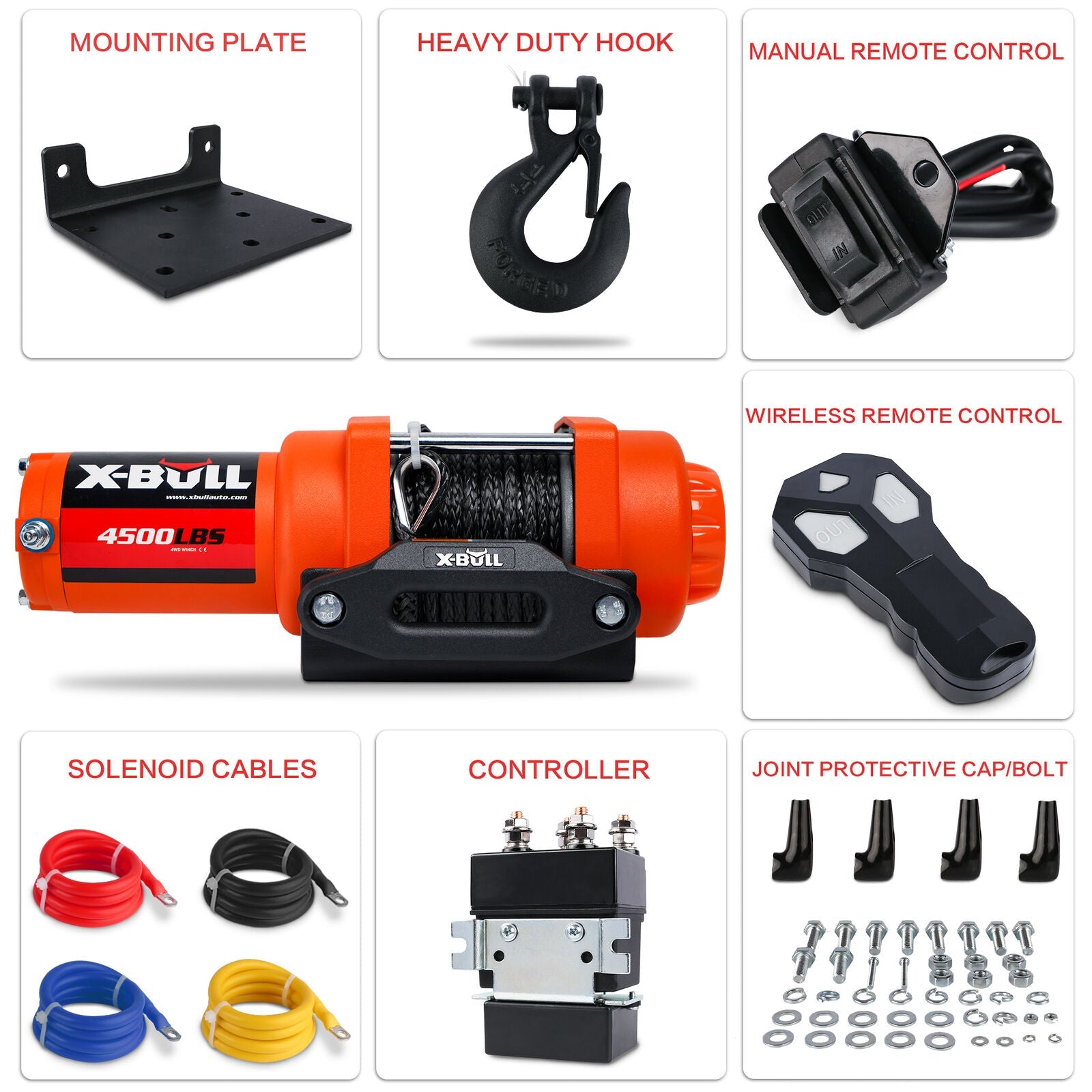 X - BULL Electric Winch 12v Synthetic Rope 4500LBS Wireless Remote ATV UTV 2041KG - SportZone.co.nz