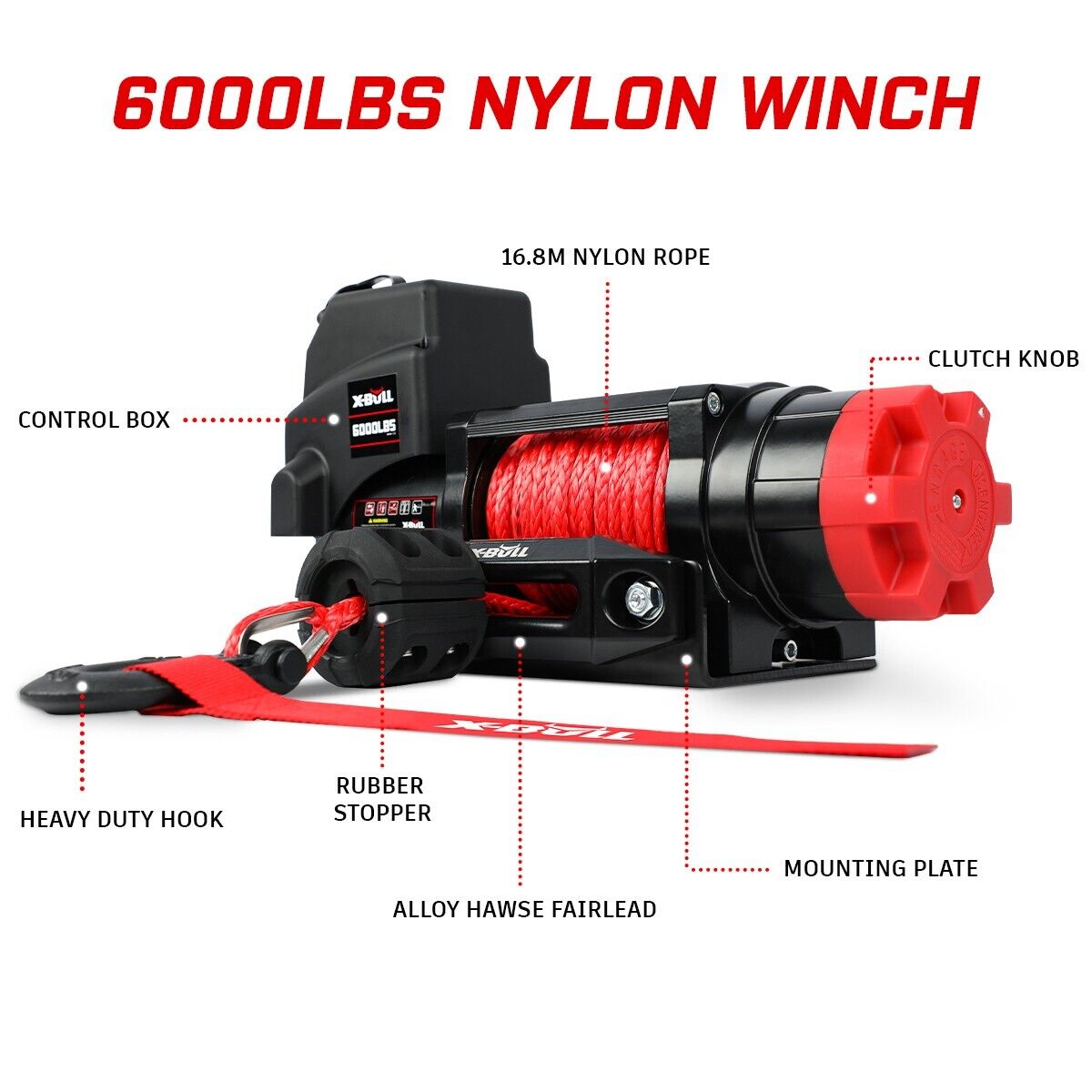 X - BULL Electric Winch 6000LBS 12V BOAT Synthetic Rope Wireless Remote 4WD ATV UTV - SportZone.co.nz