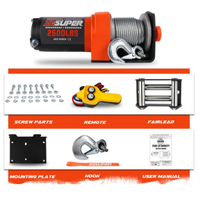 ZESUPER Electric Winch 2500LBS/1134KG 12V 15.2M Steel Cable ATV UTV 4WD 4X4 Boat - SportZone.co.nz