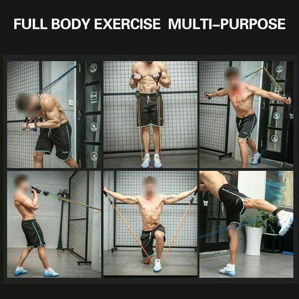 11Pcs/Set Pull Rope Belt Elastic Home Gym Fitness Exercise Resistance Band - SportZone.co.nz