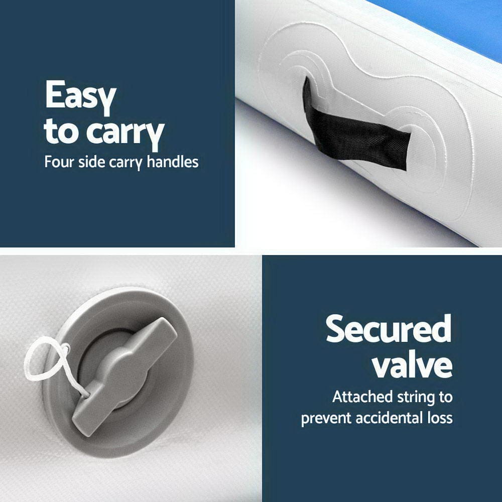 5m x 1m Inflatable Air Track Mat 20cm Thick Gymnastic Tumbling Blue And White - SportZone.co.nz