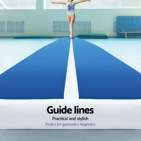5m x 1m Inflatable Air Track Mat 20cm Thick Gymnastic Tumbling Blue And White - SportZone.co.nz
