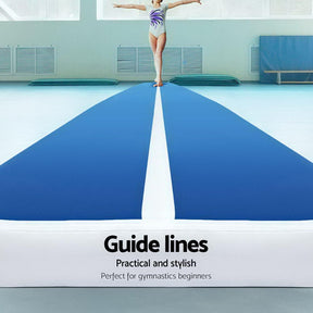6m x 1m Inflatable Air Track Mat 20cm Thick Gymnastic Tumbling Blue And White - SportZone.co.nz