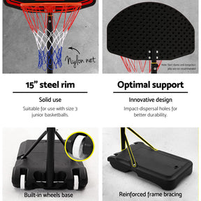 Everfit 2.1M Basketball Hoop Stand System Adjustable Portable Pro Kids Black