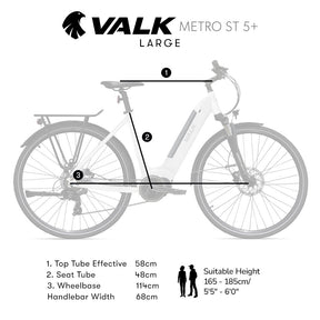 Valk Metro ST 5 + Electric Bike, Mid-Drive, Step-Through, Large, White