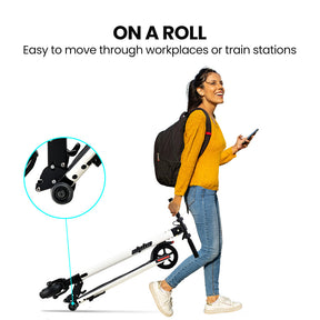 ALPHA Peak Electric Scooter 300W Power Up to 25km/h Adult Teens E-Scooter Easy Fold, White