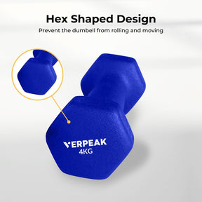 Verpeak Neoprene Dumbbell 4kg x 2 Blue