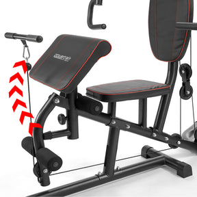 Powertrain Multi Station Home Gym with 45kg Weights Preacher Curl Pad