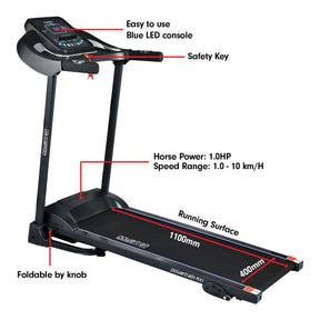 Powertrain MX1 Foldable Home Treadmill for Cardio Jogging Fitness