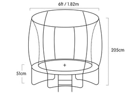 Kahuna 6ft Trampoline Round Free Pad Cover Spring Mat Net Safety Net Enclosure Rainbow