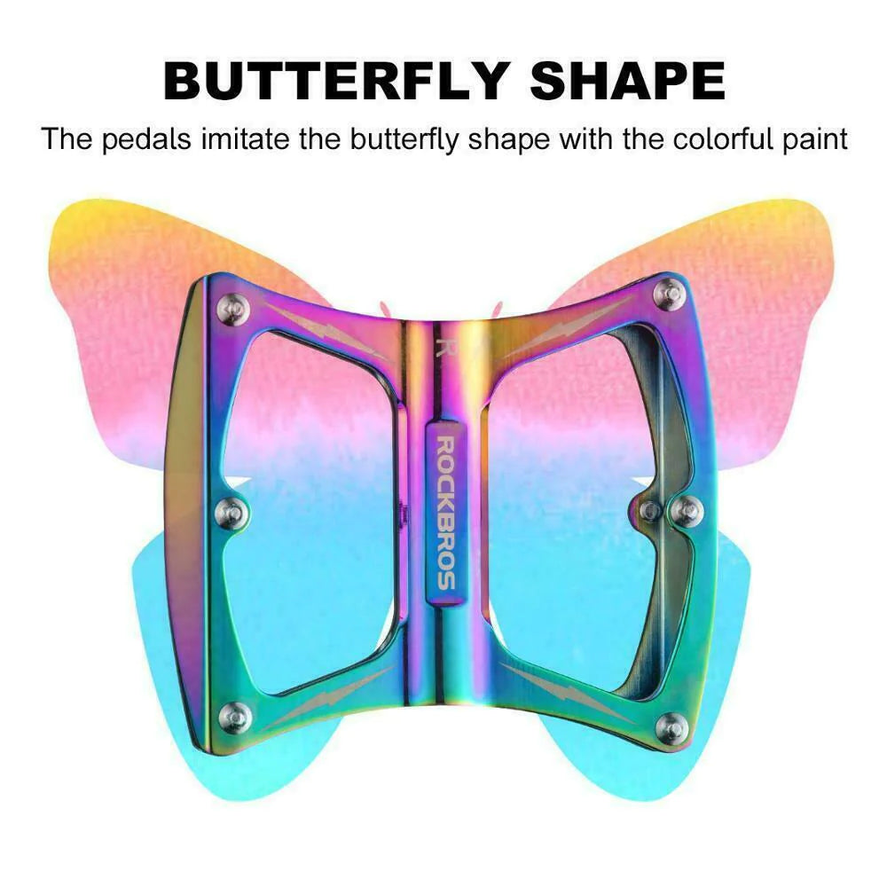 Flat Pedal Butterfly BMX MTB Ultralight 156g Multi Colour Tri Bearing Stud Pin Grips Rockbros