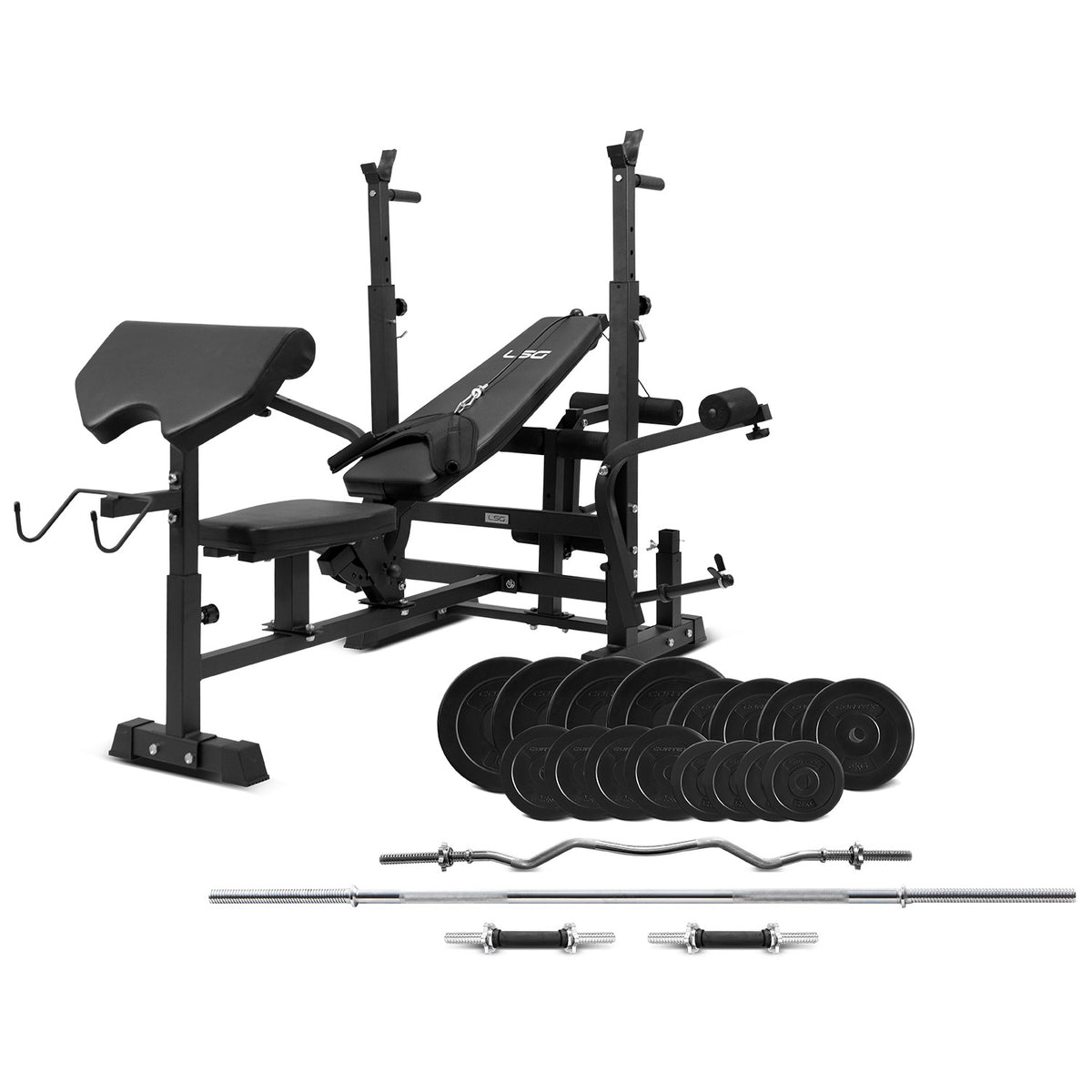 LSG GBN100 Multi Function Bench Press with 90kg Weight and Bar set