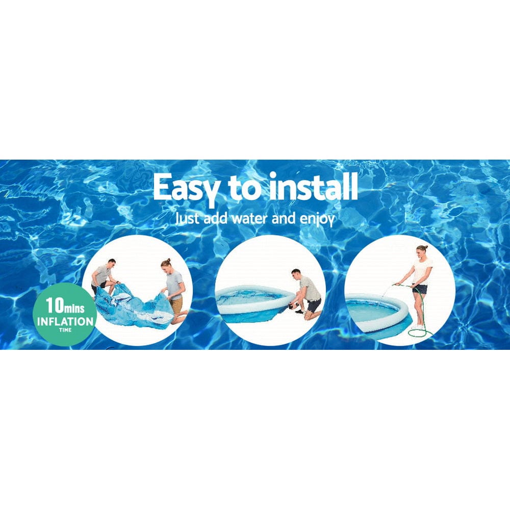 Bestway Swimming Pool 305x66cm Above Ground Round Inflatable Pools w/ Filter Pump 3200L - SportZone.co.nz