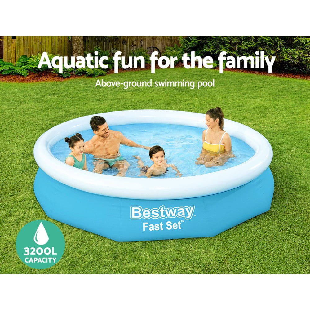 Bestway Swimming Pool 305x66cm Above Ground Round Inflatable Pools w/ Filter Pump 3200L - SportZone.co.nz