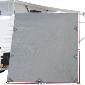 Caravan Privacy Screen Roll Out Awning 2.1x1.8M Sun Shade Pop Top End Wall Grey - SportZone.co.nz