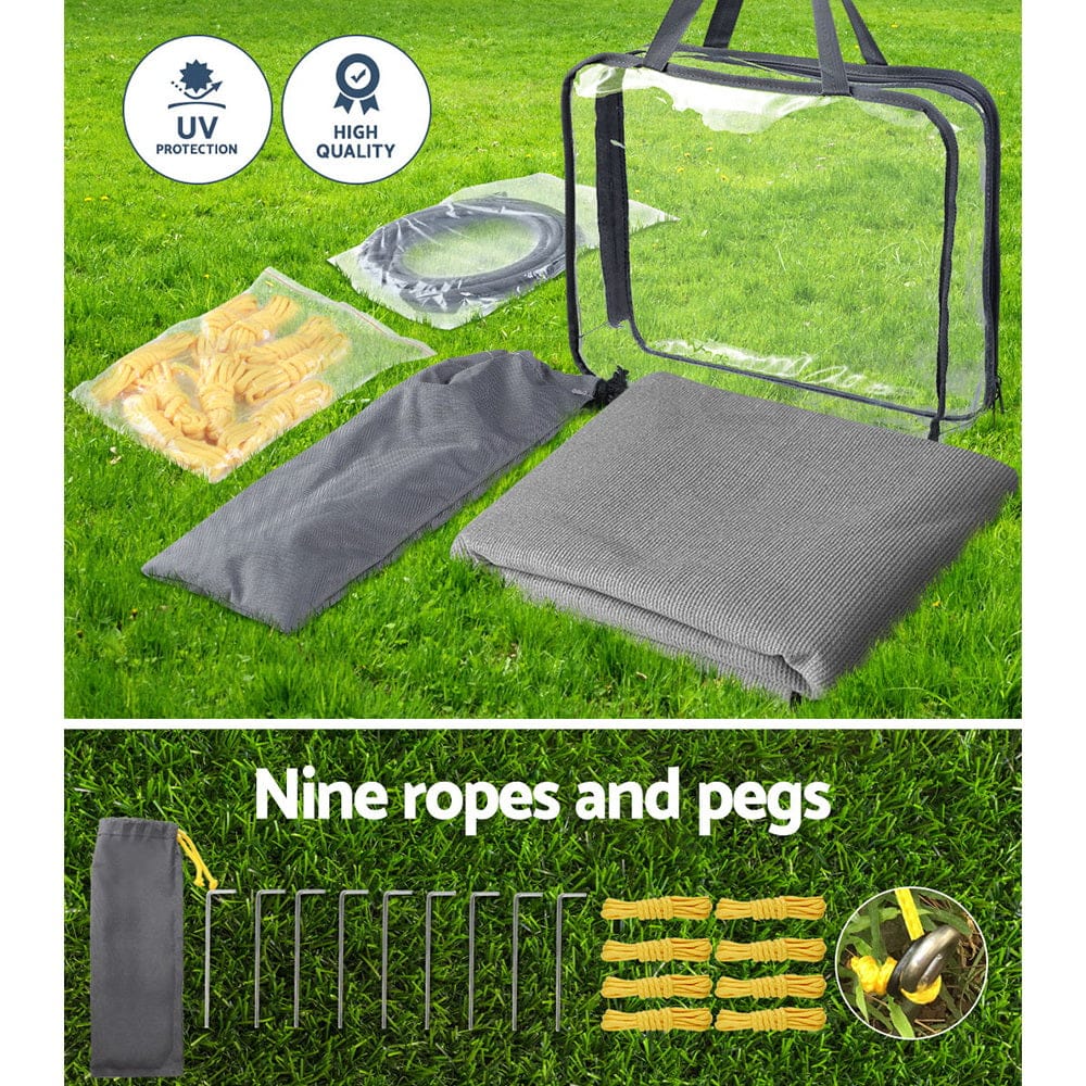 Caravan Privacy Screen Roll Out Awning 3.7X1.95M End Wall Side Sun Shade Grey - SportZone.co.nz