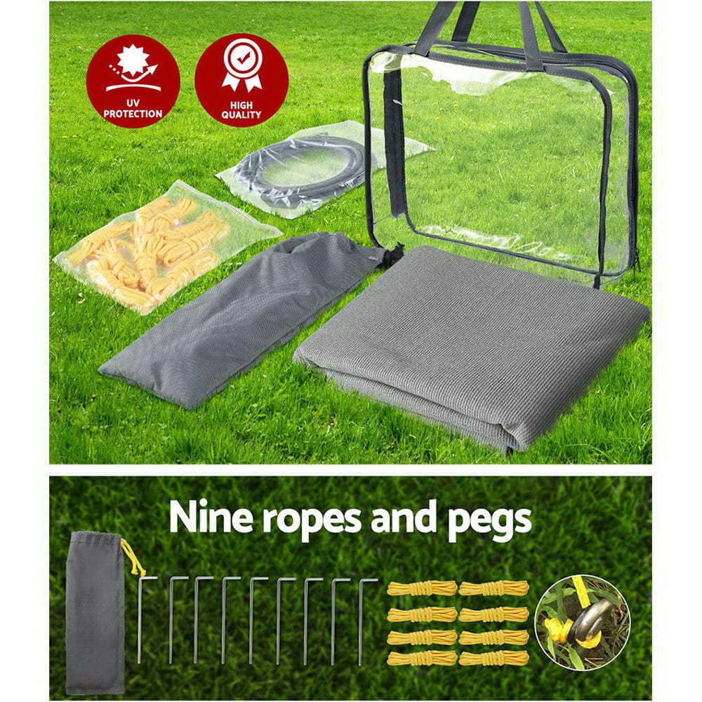 Caravan Privacy Screen Roll Out Awning 4.6x1.95M End Wall Side Sun Shade Grey - SportZone.co.nz