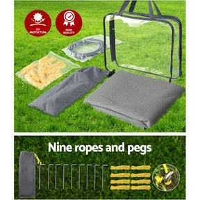 Caravan Privacy Screen Roll Out Awning 4.6x1.95M End Wall Side Sun Shade Grey - SportZone.co.nz