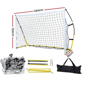 Everfit 2.4m Football Soccer Net Portable Goal Net Rebounder Sports Training - SportZone.co.nz