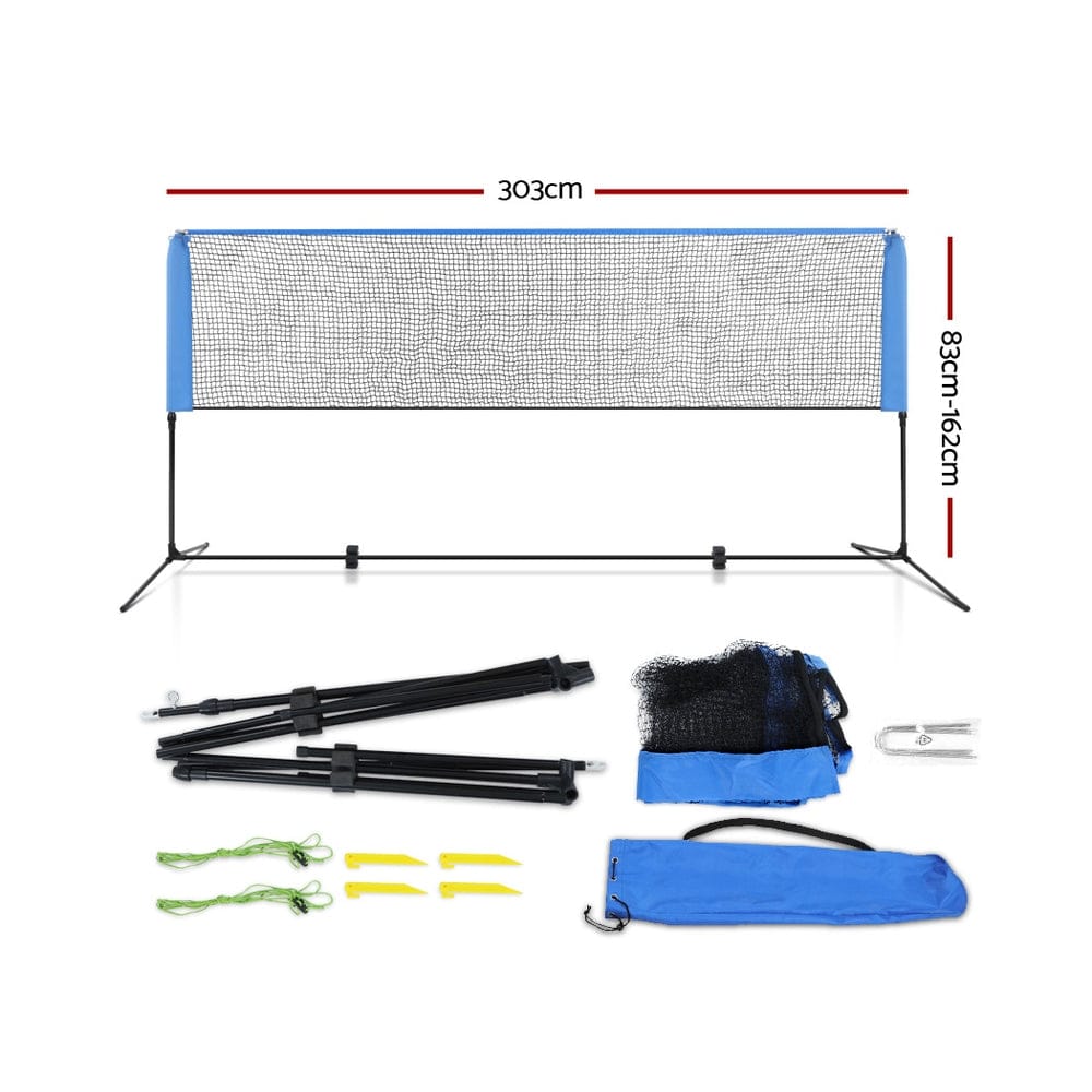 Everfit 3m Badminton Tennis Net Portable Volleyball Kit Adjustable Height - SportZone.co.nz