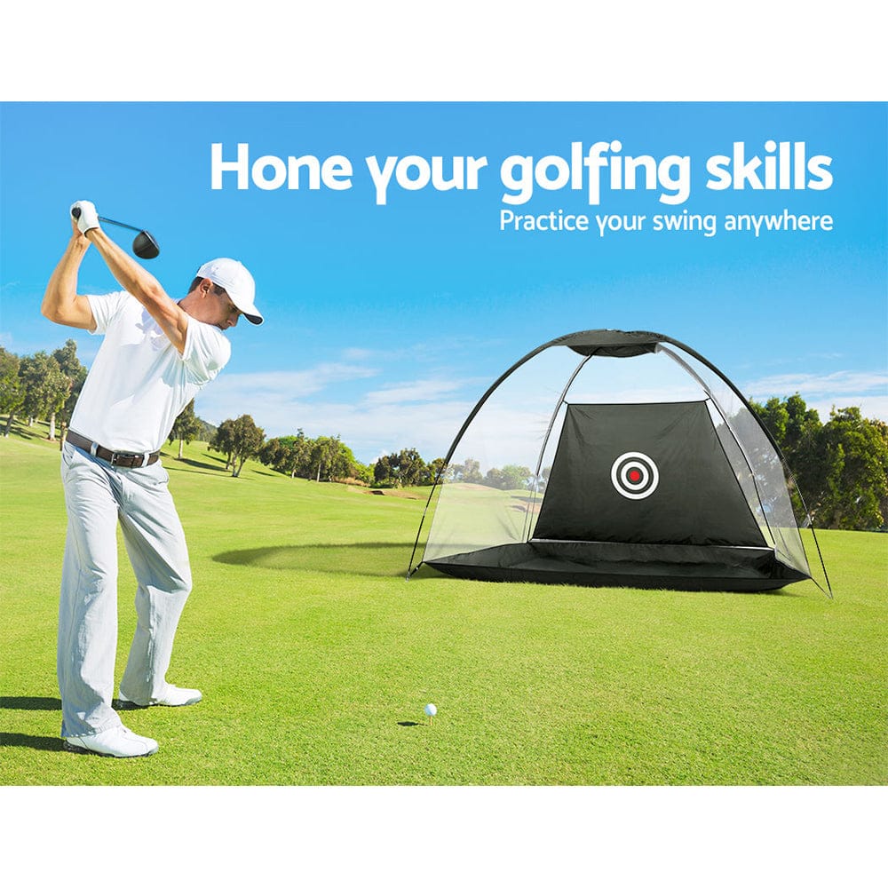 Everfit 3M Golf Practice Net Portable Training Aid Driving Target Tent Black - SportZone.co.nz
