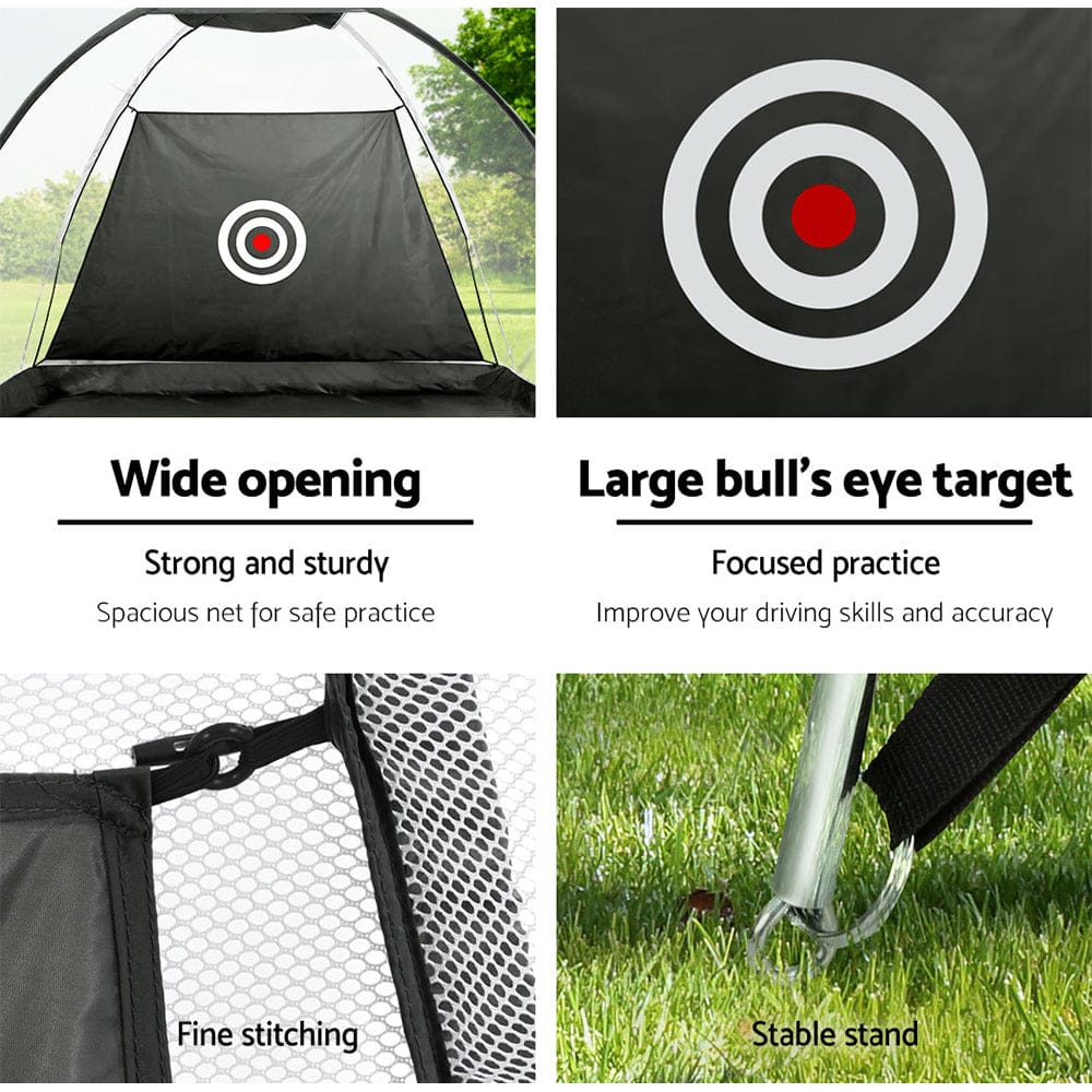 Everfit 3M Golf Practice Net Portable Training Aid Driving Target Tent Black - SportZone.co.nz