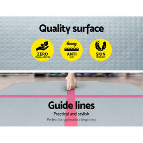 Everfit 3m x 1m Air Track Mat Gymnastic Tumbling Pink and Grey - SportZone.co.nz