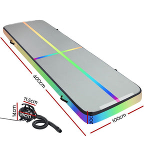 Everfit 4M Air Track Gymnastics Tumbling Exercise Mat Inflatable Mats 20CM Thick + Pump - SportZone.co.nz