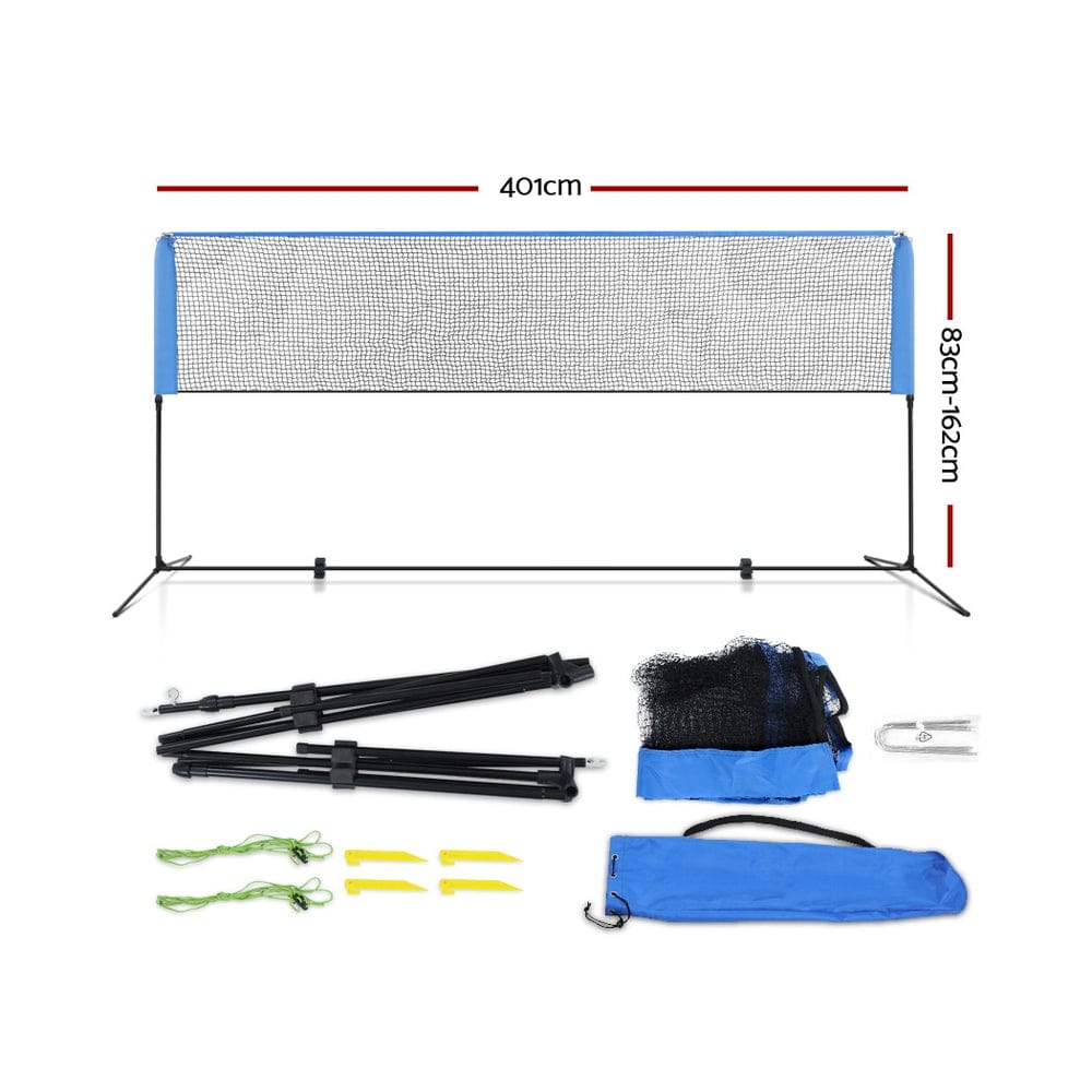 Everfit 4m Badminton Tennis Net Portable Volleyball Kit Adjustable Height - SportZone.co.nz