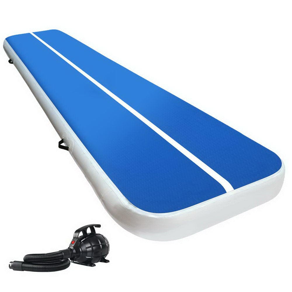 Everfit 4X1M Inflatable Air Track Mat 20CM Thick with Pump Tumbling Gymnastics Blue - SportZone.co.nz