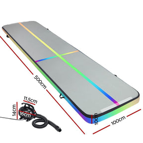 Everfit 5M Air Track Gymnastics Tumbling Exercise Mat W/ Pump Inflatable Colour - SportZone.co.nz