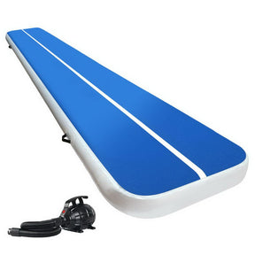 Everfit 5X1M Inflatable Air Track Mat 20CM Thick with Pump Tumbling Gymnastics Blue - SportZone.co.nz