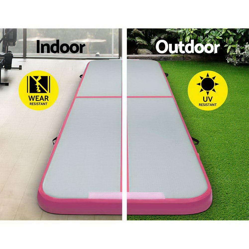 Everfit GoFun 3X1M Inflatable Air Track Mat with Pump Tumbling Gymnastics Pink - SportZone.co.nz