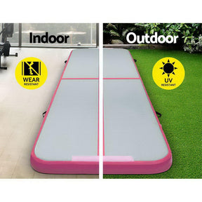 Everfit GoFun 3X1M Inflatable Air Track Mat with Pump Tumbling Gymnastics Pink - SportZone.co.nz