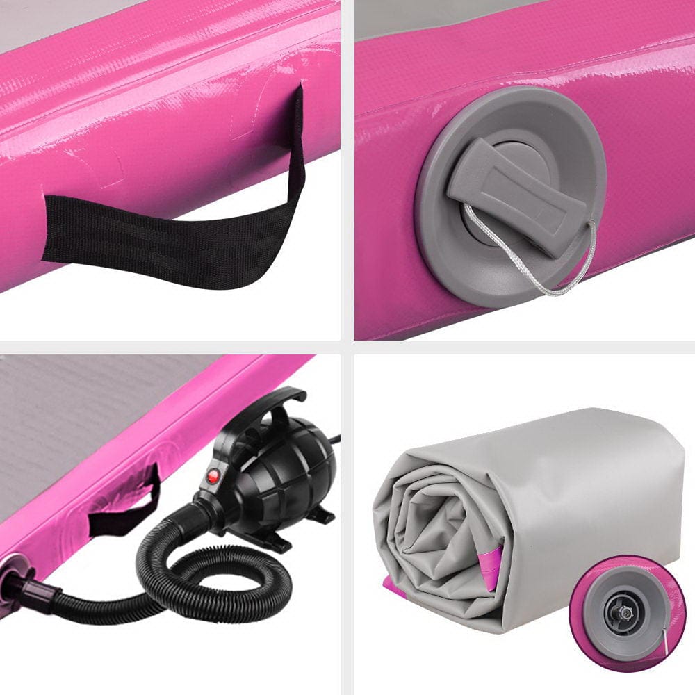 Everfit GoFun 3X1M Inflatable Air Track Mat with Pump Tumbling Gymnastics Pink - SportZone.co.nz