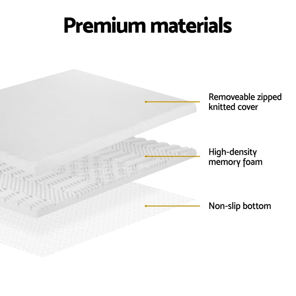 Giselle Bedding Memory Foam Mattress Topper 7 - Zone Airflow Pad 8cm Single White - SportZone.co.nz