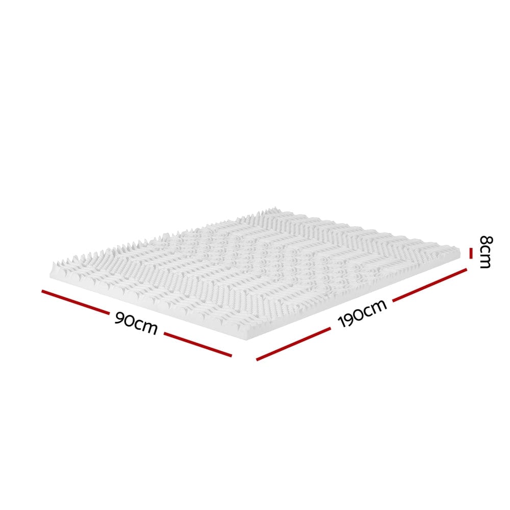 Giselle Bedding Memory Foam Mattress Topper 7 - Zone Airflow Pad 8cm Single White - SportZone.co.nz