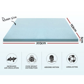 Giselle Bedding Memory Foam Mattress Topper Cool Gel 5cm Queen - SportZone.co.nz