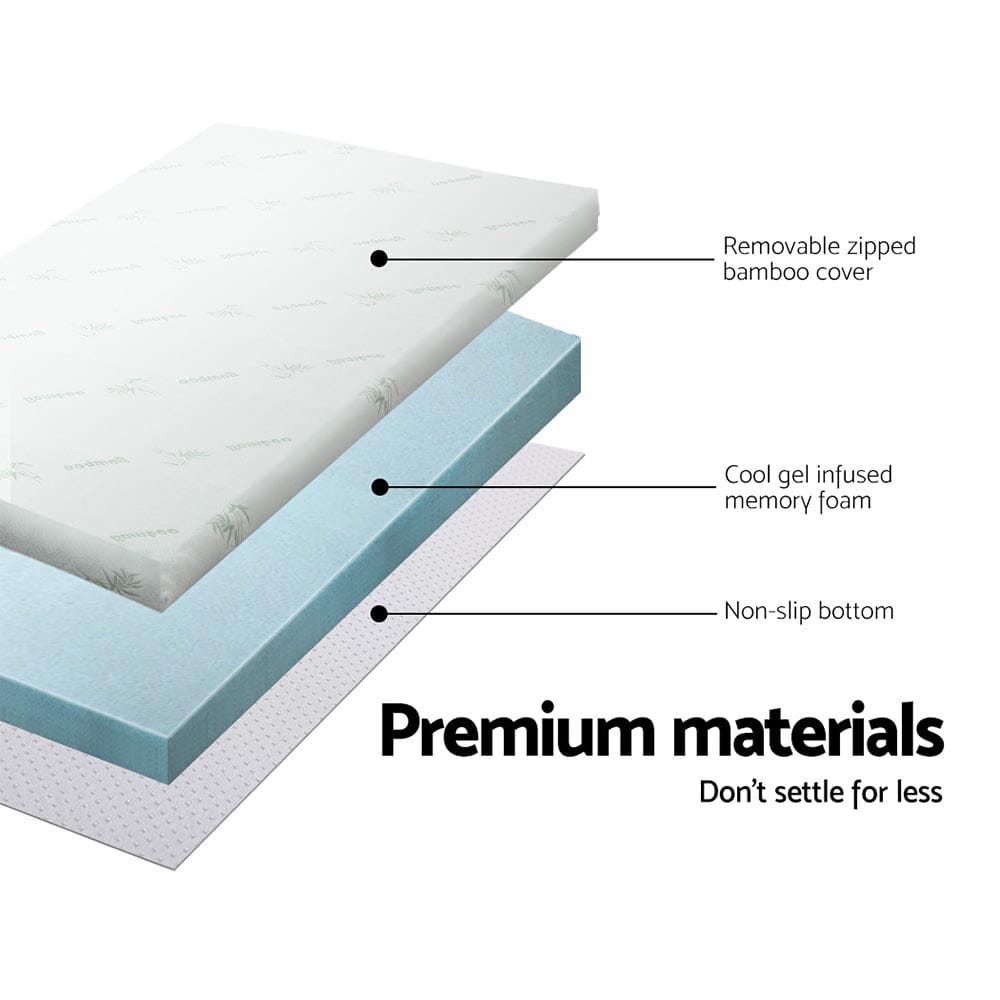 Giselle Bedding Memory Foam Mattress Topper Cool Gel 8cm Single - SportZone.co.nz